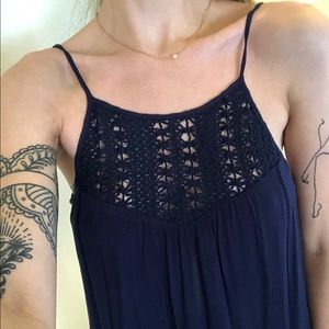 Crochet-Top Maxi Dress - Navy